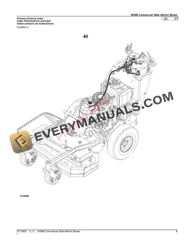 John Deere W36M Commercial Walk Behind Mower Parts Catalog PC13627 06MAR23-5