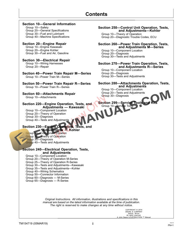 John Deere W36M W48M W36R W48R W52R and W61R CommercialWalk Behind Mowers Technical Manual TM154719 05MAR19 3