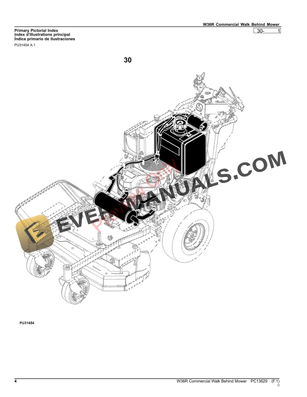 John Deere W36R Commercial Walk Behind Mower Parts Catalog PC13629 17SEP23-4