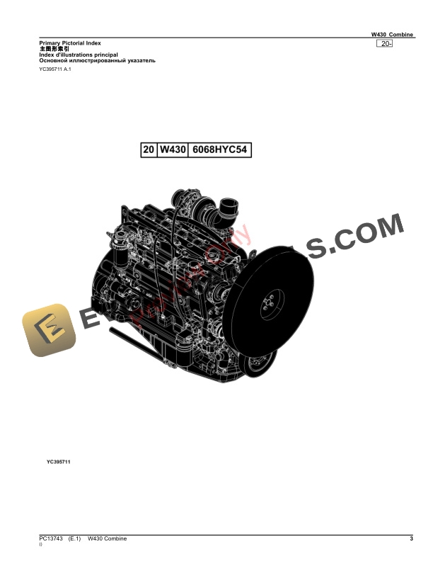 John Deere W430 Combine Parts Catalog PC13743 22OCT23-3