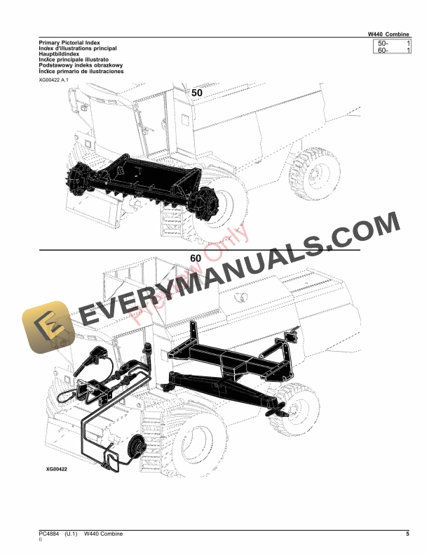 John Deere W440 Combine Parts Catalog PC4884 24OCT23-5