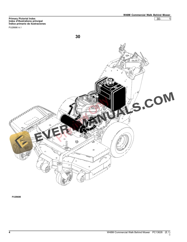 John Deere W48M Commercial Walk Behind Mower Parts Catalog PC13628 06MAR23-4