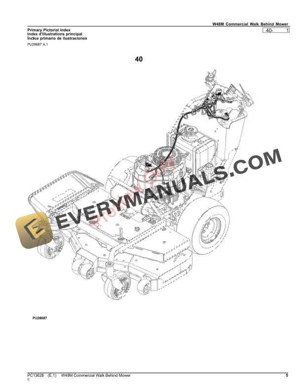 John Deere W48M Commercial Walk Behind Mower Parts Catalog PC13628 06MAR23-5