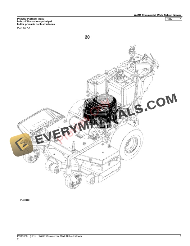 John Deere W48R Commercial Walk Behind Mower Parts Catalog PC13630 17SEP23-3