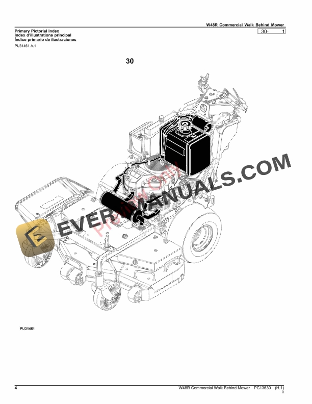 John Deere W48R Commercial Walk Behind Mower Parts Catalog PC13630 17SEP23-4
