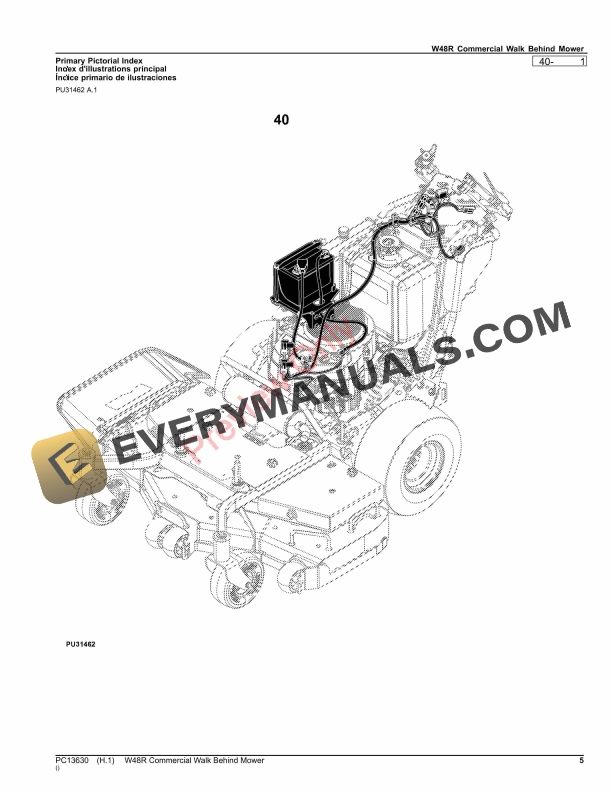 John Deere W48R Commercial Walk Behind Mower Parts Catalog PC13630 17SEP23-5