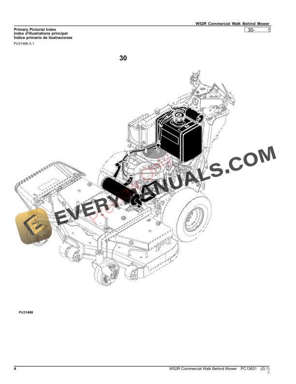 John Deere W52R Commercial Walk Behind Mower Parts Catalog PC13631 17SEP23-4