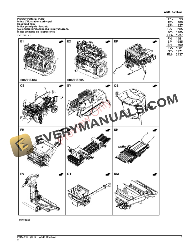 John Deere W540 Combine (PIN 1Z0W540XXXX125000-1Z0W540XXXX129999) Parts Catalog PC14366 05NOV23-3