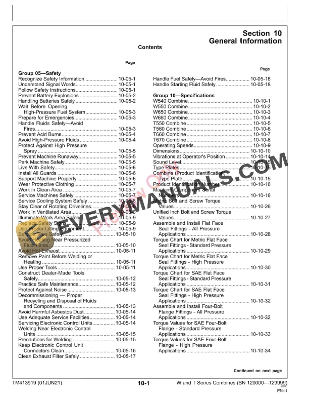 John Deere W540 W550 W650 W660 T550 T560 T660 and T670 120000 Repair Technical Manual TM413919 01JUN21 5