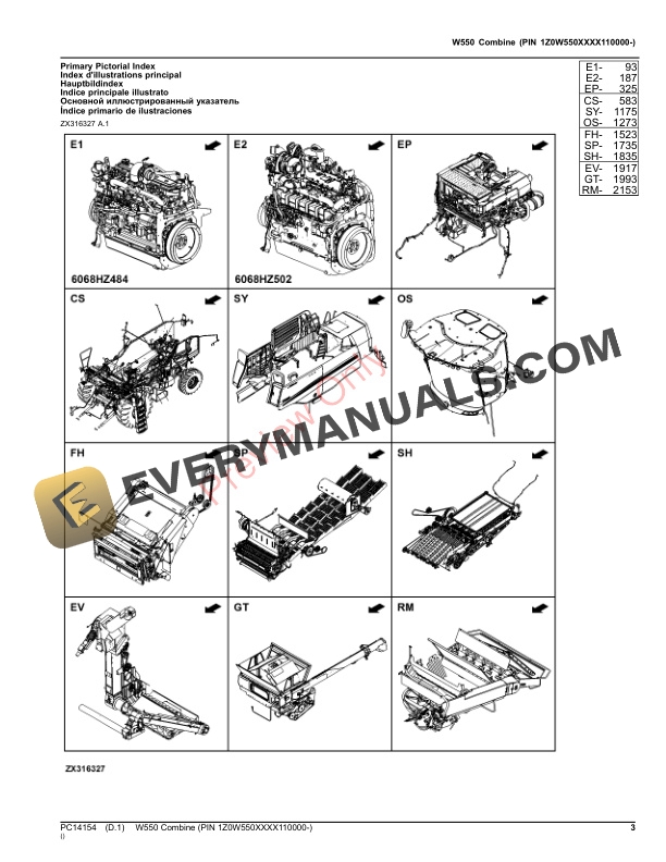 John Deere W550 Combine (PIN 1Z0W550XXXX110000-1Z0W550XXXX114999) Parts Catalog PC14154 29JUN22 4 John Deere W550 Combine (PIN 1Z0W550XXXX110000-1Z0W550XXXX114999) Parts Catalog PC14154 29JUN22-3