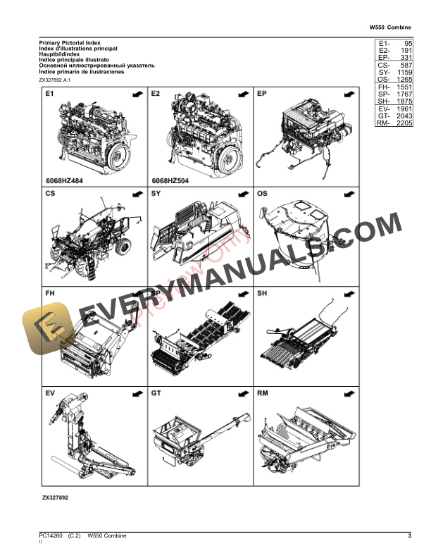 John Deere W550 Combine (PIN 1Z0W550XXXX120000 – 1Z0W550XXXX124999) Parts Catalog PC14260 09NOV23-3