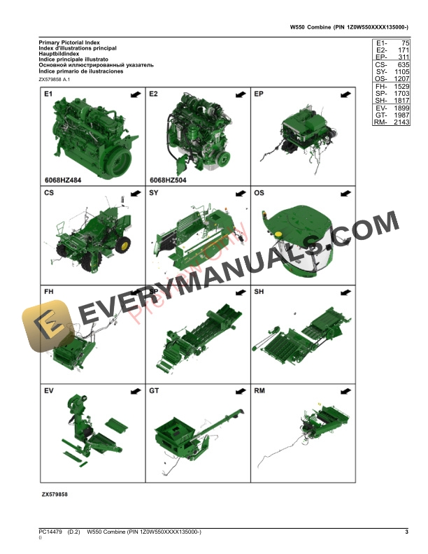 John Deere W550 Combine (PIN 1Z0W550XXXX135000-) Parts Catalog PC14479 09NOV23-3