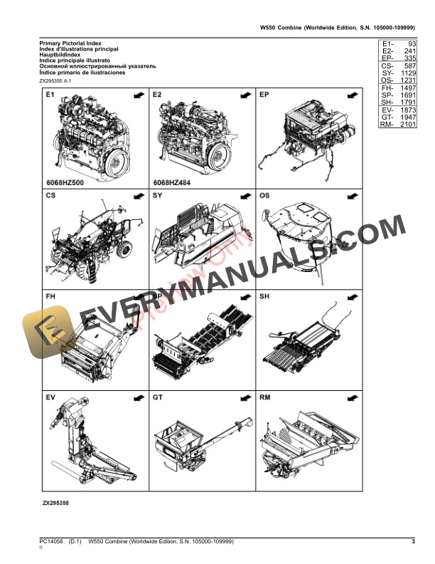 John Deere W550 Combine Parts Catalog PC14056 29JUN22-3
