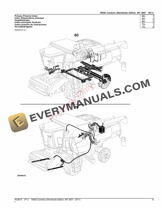 John Deere W550 Combine Parts Catalog PC4615 24AUG23-5