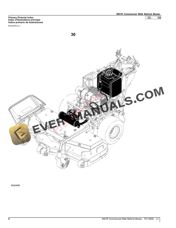 John Deere W61R Commercial Walk Behind Mower Parts Catalog PC13632 12NOV23-4