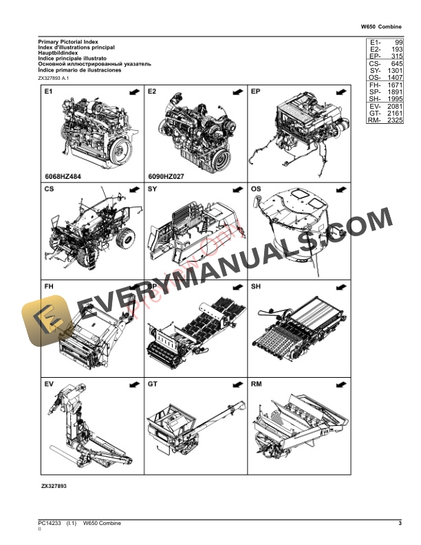 John Deere W650 Combine (PIN 1Z0W650XXXX115000-1Z0W650XXXX119999) Parts Catalog PC14233 24MAY23-3