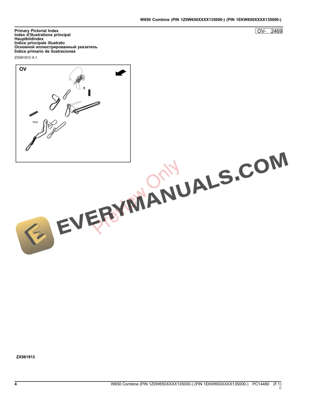 John Deere W650 Combine (PIN 1Z0W650XXXX135000 Parts Catalog PC14480 09NOV23-4