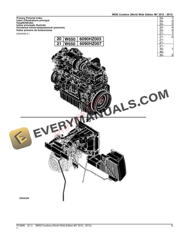John Deere W650 Combine Parts Catalog PC4660 22OCT23-3