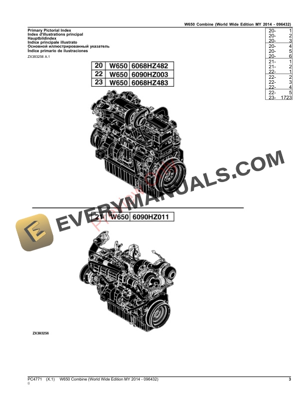 John Deere W650 Combine Parts Catalog PC4771 28NOV23-3