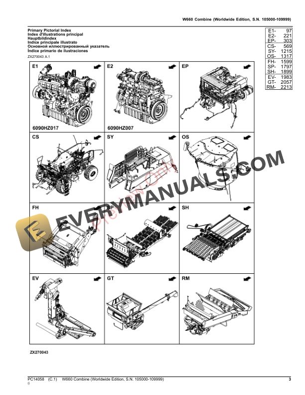 John Deere W660 Combine Parts Catalog PC14058 29APR22-3