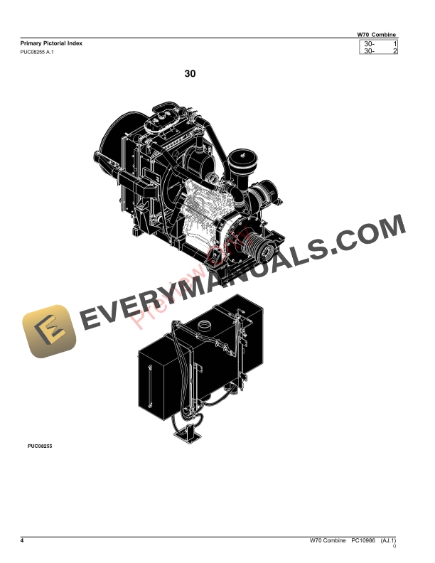 John Deere W70 Combine Parts Catalog PC10986 12APR23 4