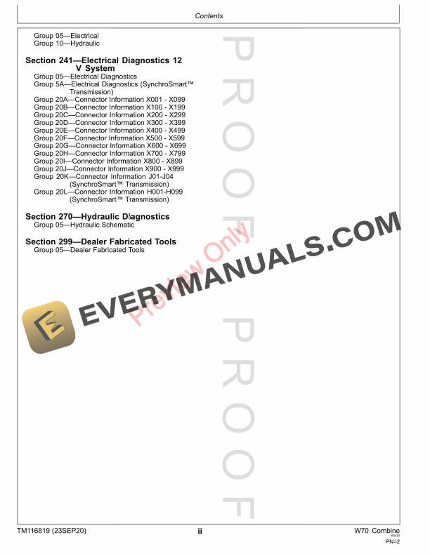 John Deere W70 Combine Repair Technical Manual TM116819 23SEP20 4