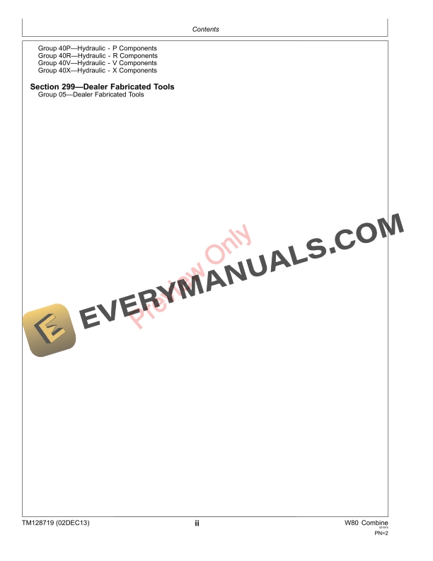 John Deere W80 Combine 010000 Technical Manual TM128719 23DEC14 4