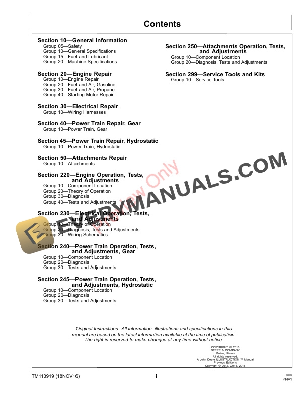 John Deere WG32A WG36A WG48A WH36A WHP36A WH48A WHP48A WH52A WHP52A WH61A and WHP61A Commercial Walk Behind Mowers Technical Manual TM113919 18NOV16 3