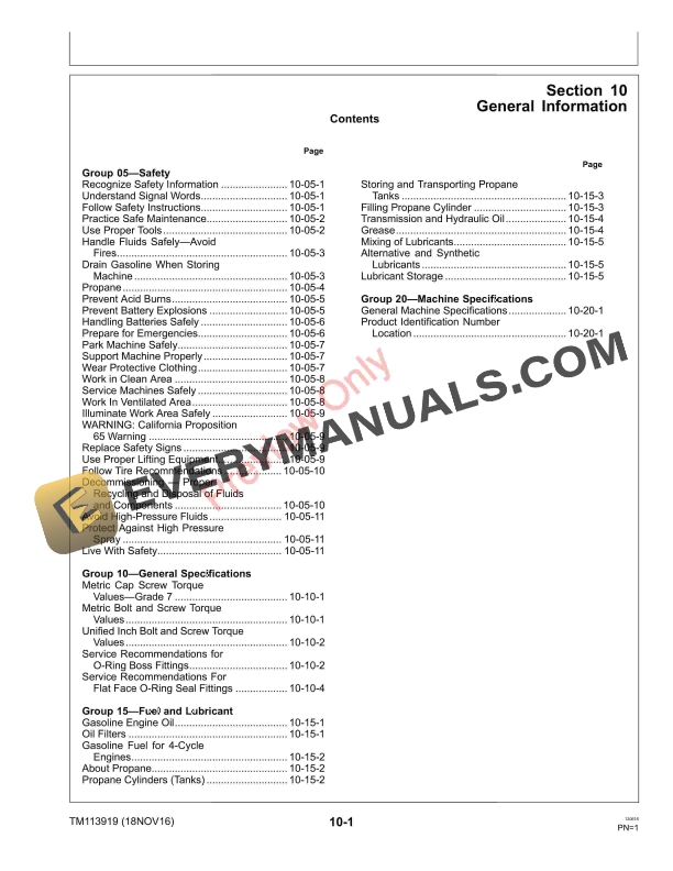 John Deere WG32A WG36A WG48A WH36A WHP36A WH48A WHP48A WH52A WHP52A WH61A and WHP61A Commercial Walk Behind Mowers Technical Manual TM113919 18NOV16 5