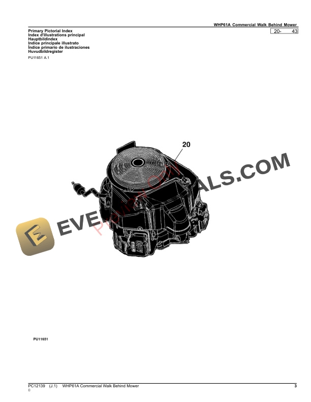 John Deere WHP61A Commercial Walk Behind Mower Parts Catalog PC12139 03AUG23-3
