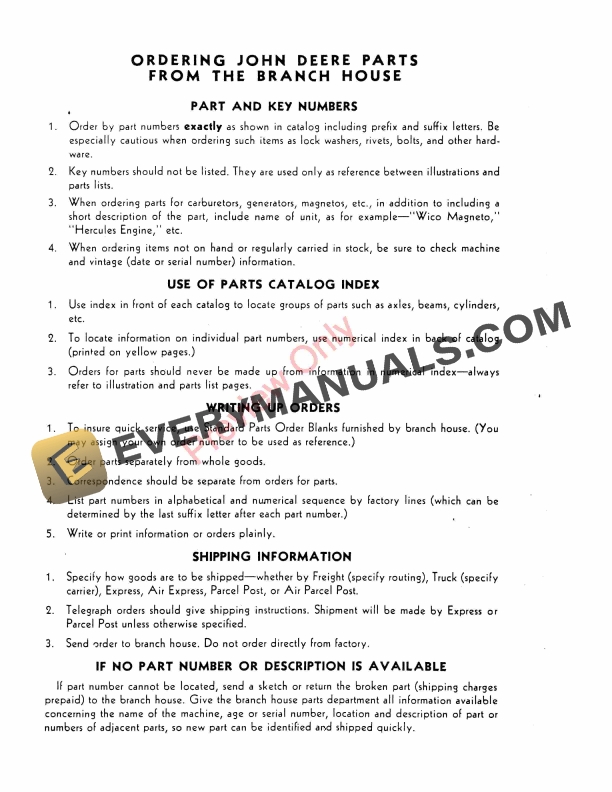 John Deere Wisconsin Engine – Model VF4D Parts Catalog PC579 01SEP58-4