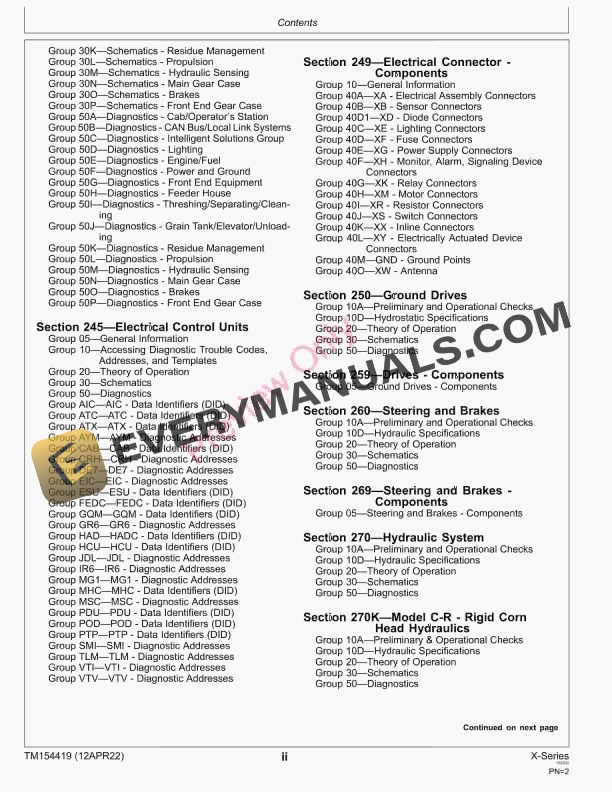 John Deere X Series Combines Diagnostic Technical Manual TM154419 12APR22 4
