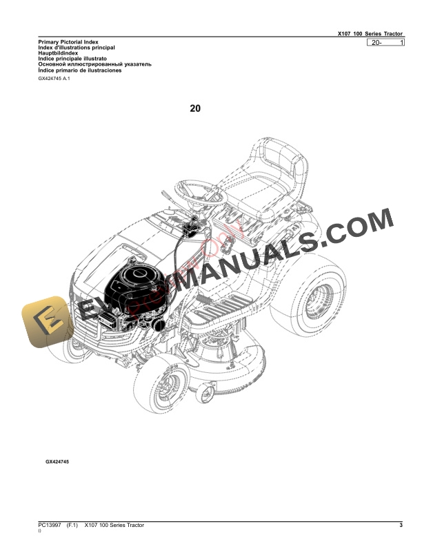 John Deere X107 (100 Series) Tractor Parts Catalog PC13997 31AUG23-3