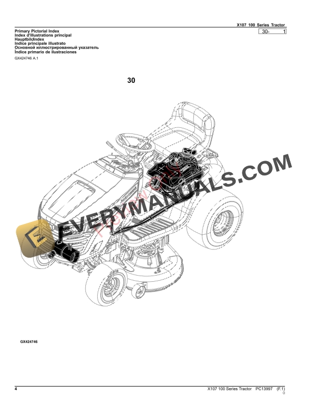 John Deere X107 (100 Series) Tractor Parts Catalog PC13997 31AUG23-4