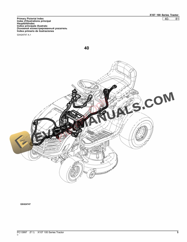 John Deere X107 (100 Series) Tractor Parts Catalog PC13997 31AUG23-5