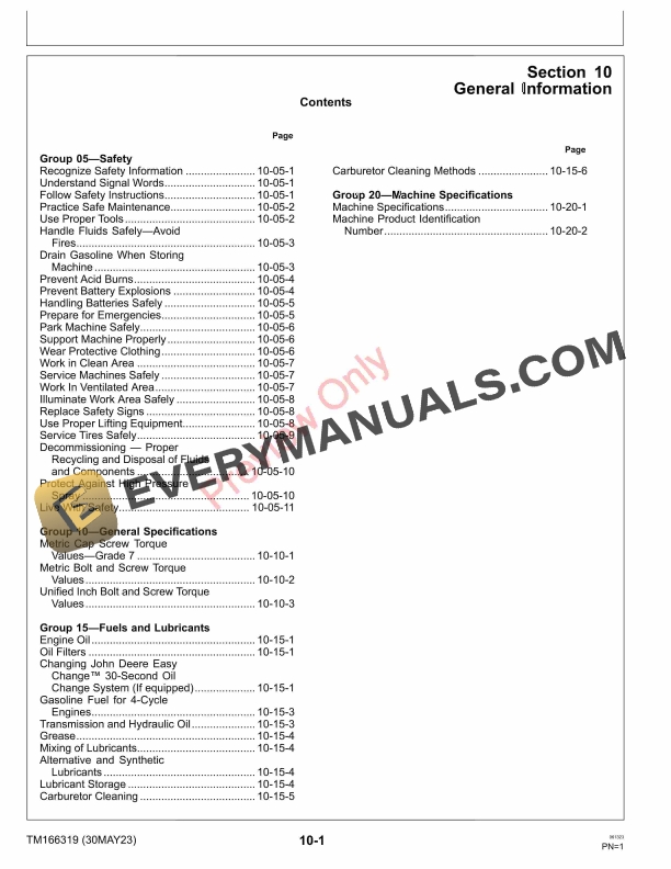 John Deere X107, X127, and X167 Tractors, (010001-) Technical Manual TM166319 30MAY23 7 John Deere X107 X127 and X167 Tractors 010001 Technical Manual TM166319 30MAY23 5