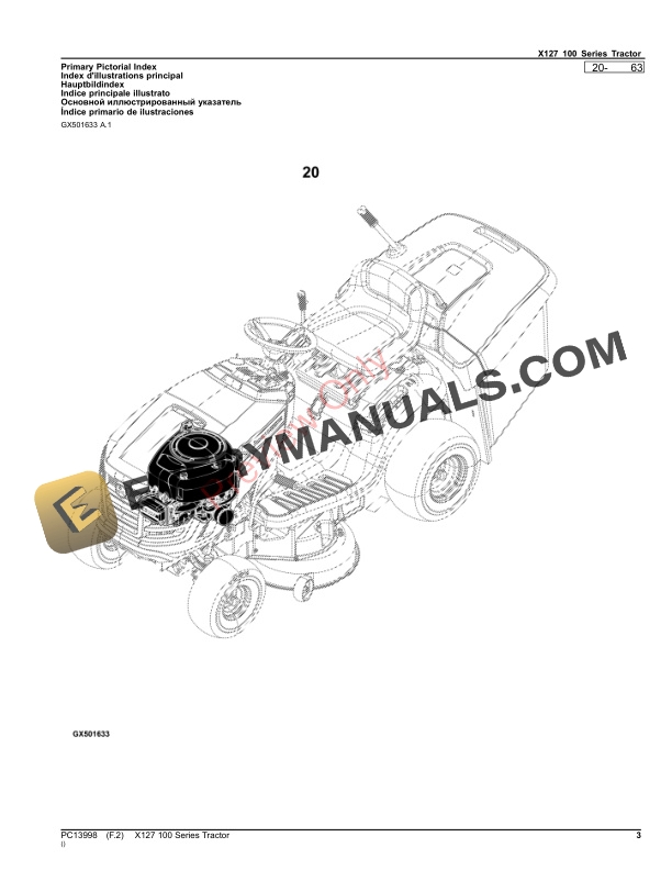 John Deere X127 (100 Series) Tractor Parts Catalog PC13998 26NOV23-3