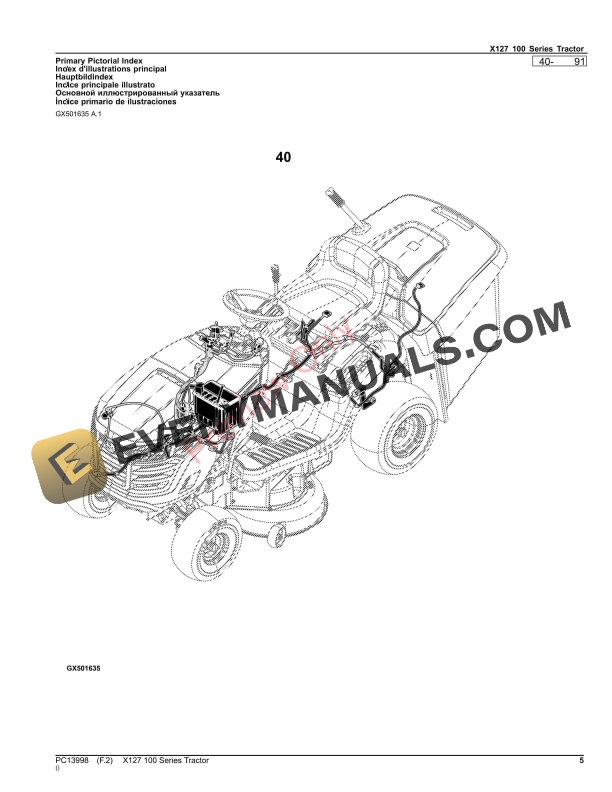 John Deere X127 (100 Series) Tractor Parts Catalog PC13998 26NOV23-5