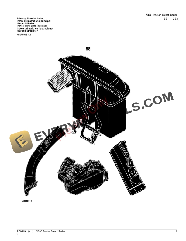John Deere X300 Tractor Select Series Parts Catalog PC9519 22OCT23-5