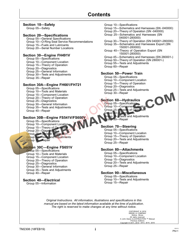 John Deere X300 X304 X310 X320 X324 X340 and X360 Select Series Tractors Technical Manual TM2308 18FEB19 3