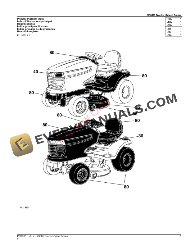 John Deere X300R TRACTOR SELECT SERIES Parts Catalog PC9608 09NOV23-3