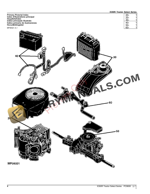 John Deere X300R TRACTOR SELECT SERIES Parts Catalog PC9608 09NOV23-4