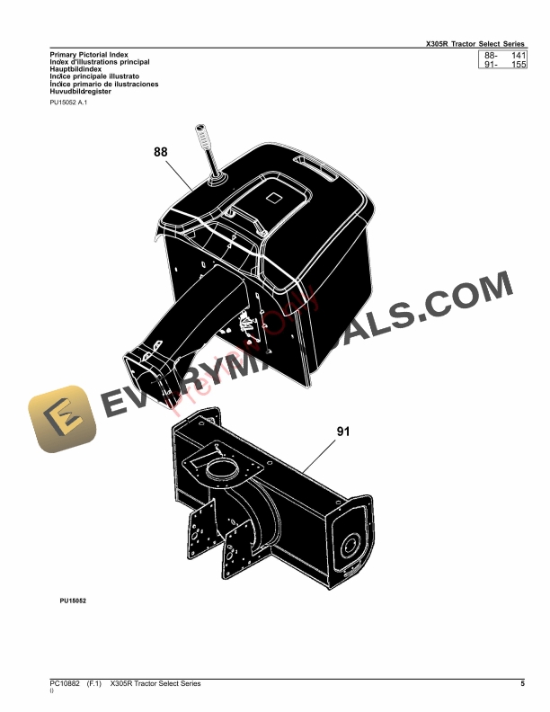 John Deere X305R Tractor Select Series Parts Catalog PC10882 09NOV23 5