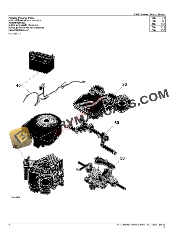 John Deere X310 Tractor Select Series Parts Catalog PC10883 19OCT23 4