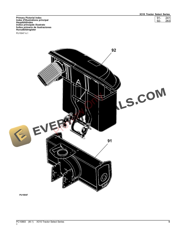 John Deere X310 Tractor Select Series Parts Catalog PC10883 19OCT23 5