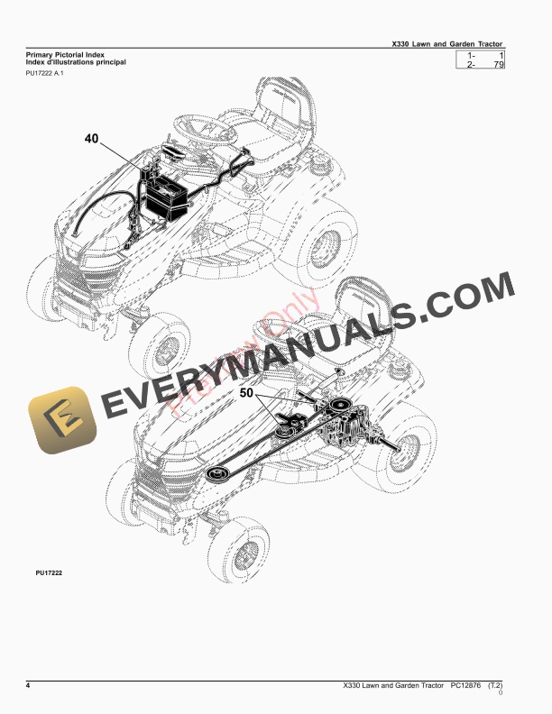John Deere X330 Lawn and Garden Tractor Parts Catalog PC12876 30SEP23-4