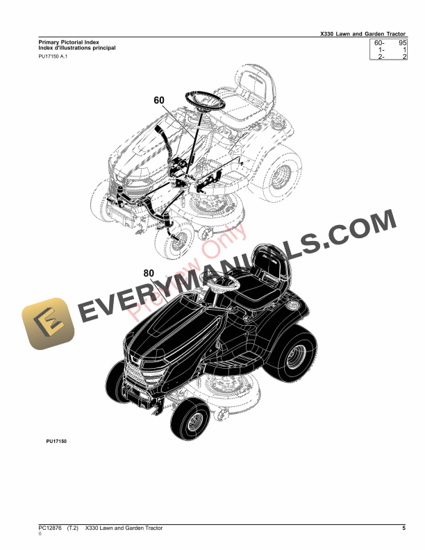 John Deere X330 Lawn and Garden Tractor Parts Catalog PC12876 30SEP23-5