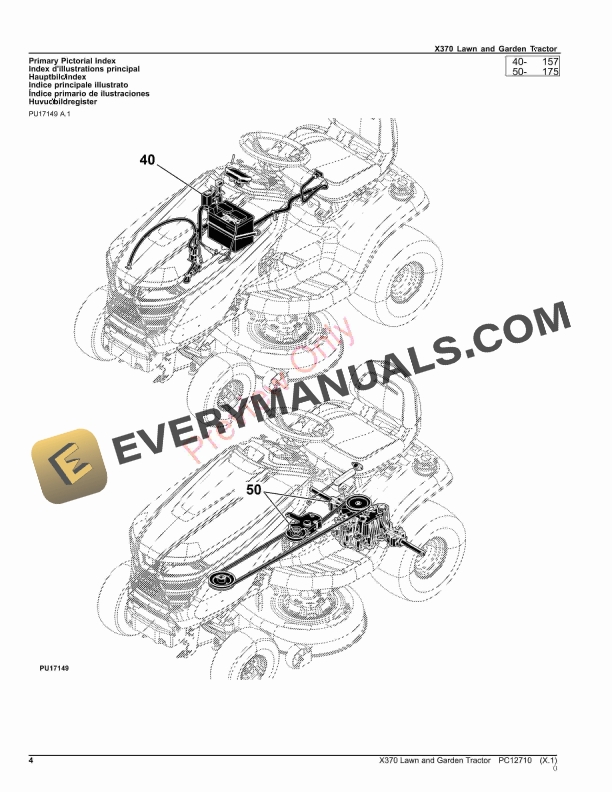 John Deere X370 Lawn and Garden Tractor Parts Catalog PC12710 22OCT23-4