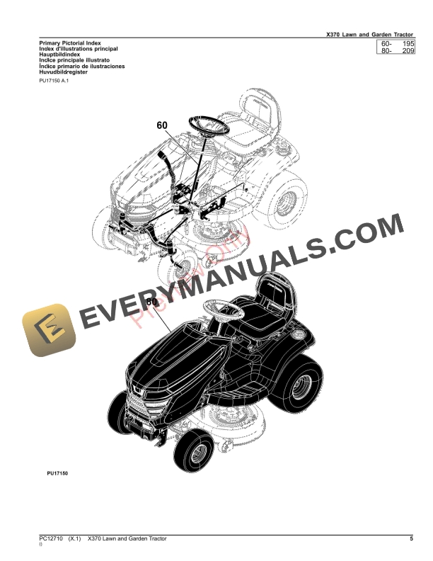 John Deere X370 Lawn and Garden Tractor Parts Catalog PC12710 22OCT23-5
