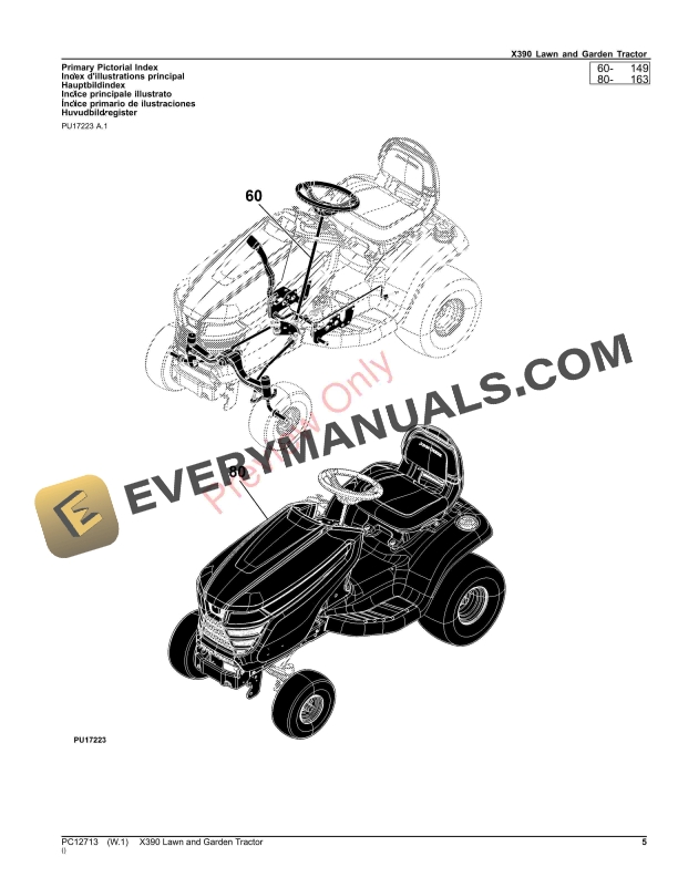 John Deere X390 Lawn and Garden Tractor Parts Catalog PC12713 17SEP23-5